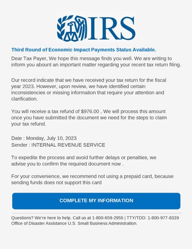 ECONOMIC IMPACT PAYMENT SCAM